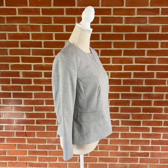 NWT Ann Taylor‎ Petite Size 4P Gray Button Up No Collar Blazer Suit  MSRP$160 - Picture 3 of 12